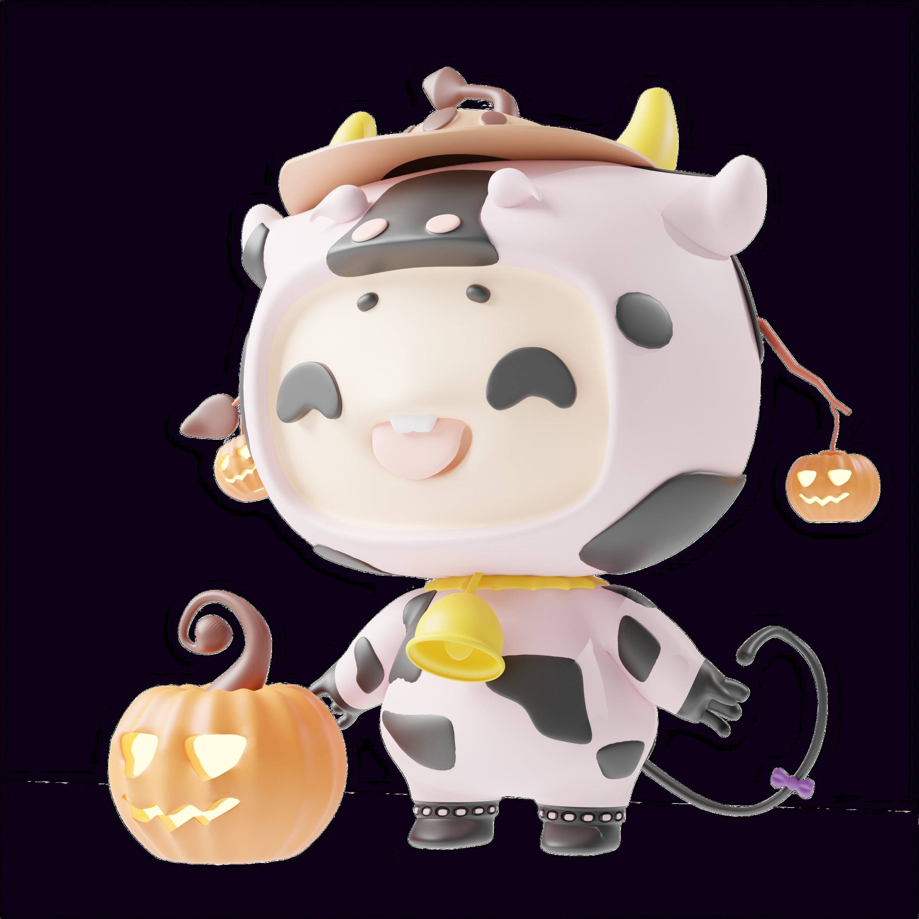 Art Toy Animal Alphabet Set 1 A-H Halloween Character3D Low-poly 3D print model_7