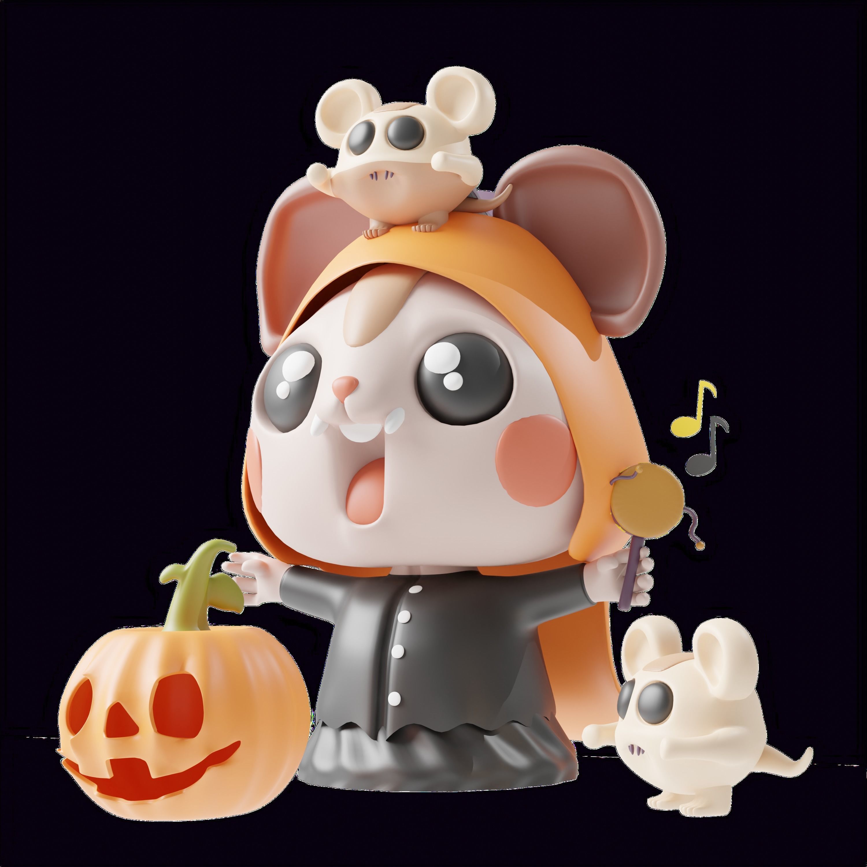 Art Toy Animal Alphabet Set 1 A-H Halloween Character3D Low-poly 3D print model_6