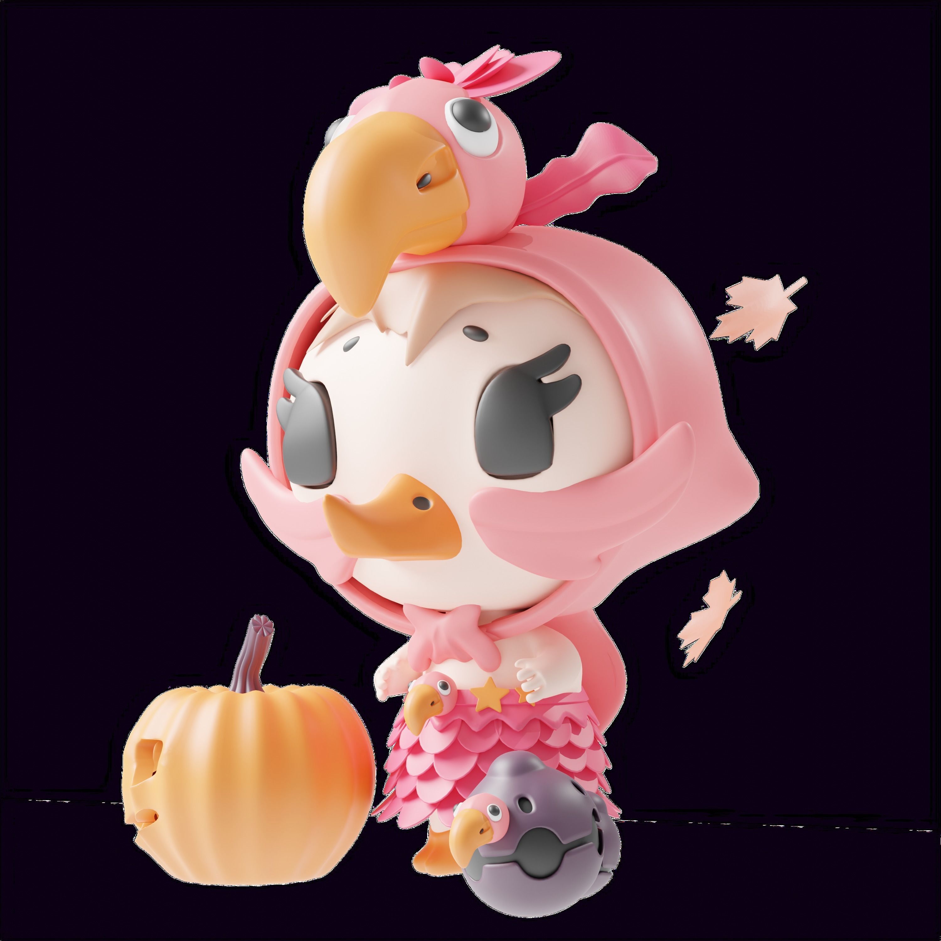 Art Toy Animal Alphabet Set 1 A-H Halloween Character3D Low-poly 3D print model_8