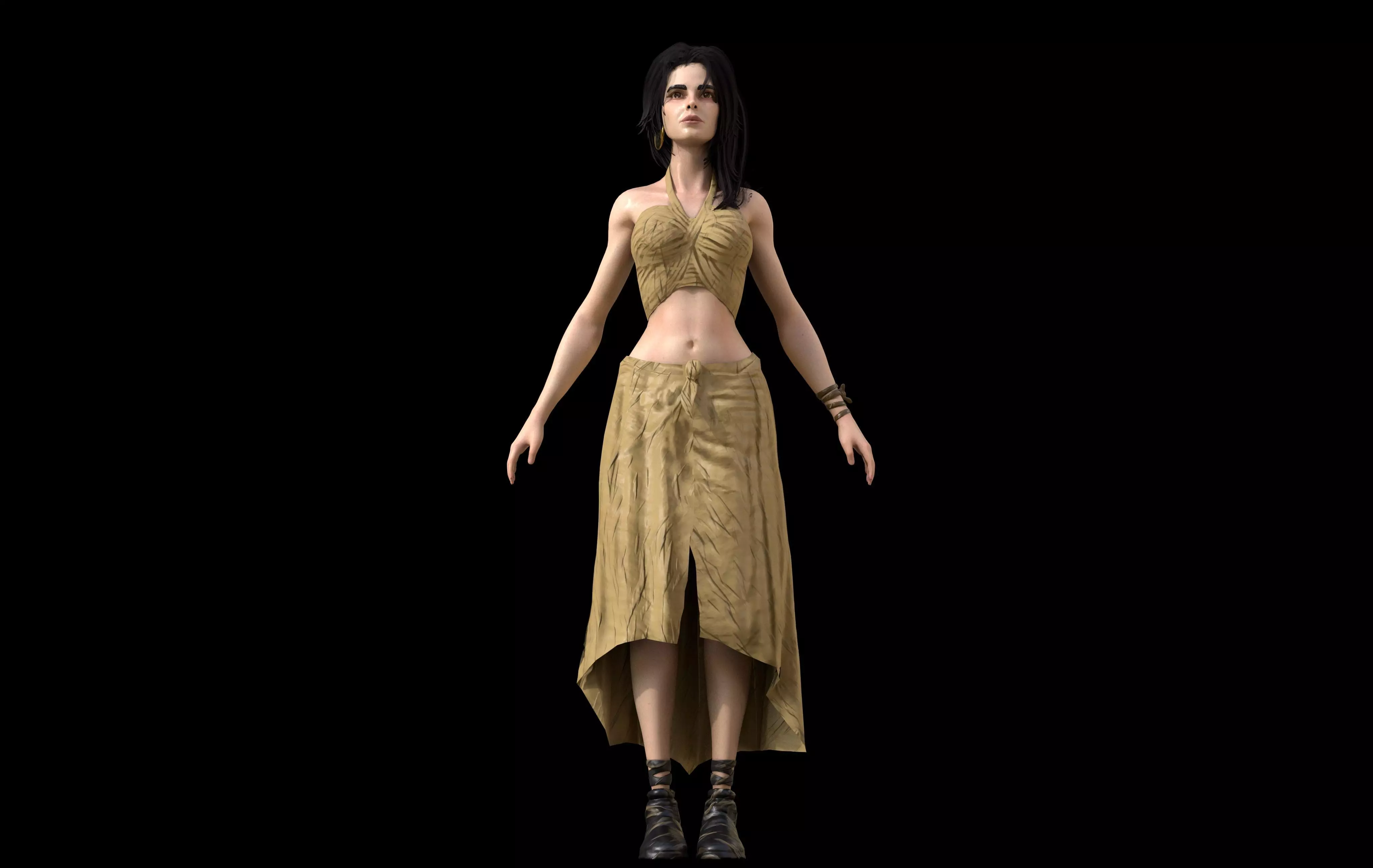 Girl 3d Model Character Game pbr low poly Model Low-poly 3D model