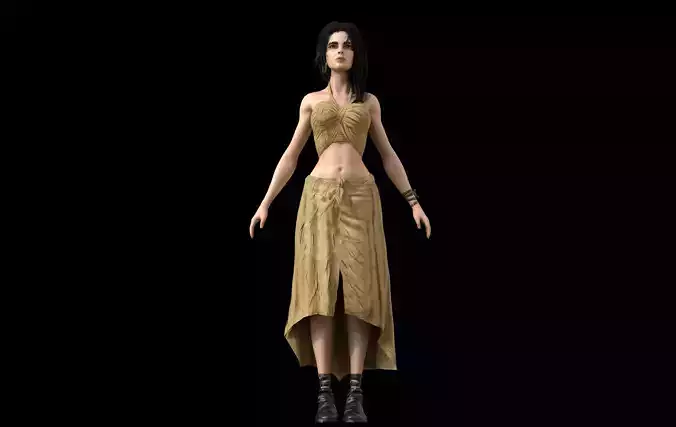 Girl 3d Model Character Game pbr low poly Model Low-poly 3D model