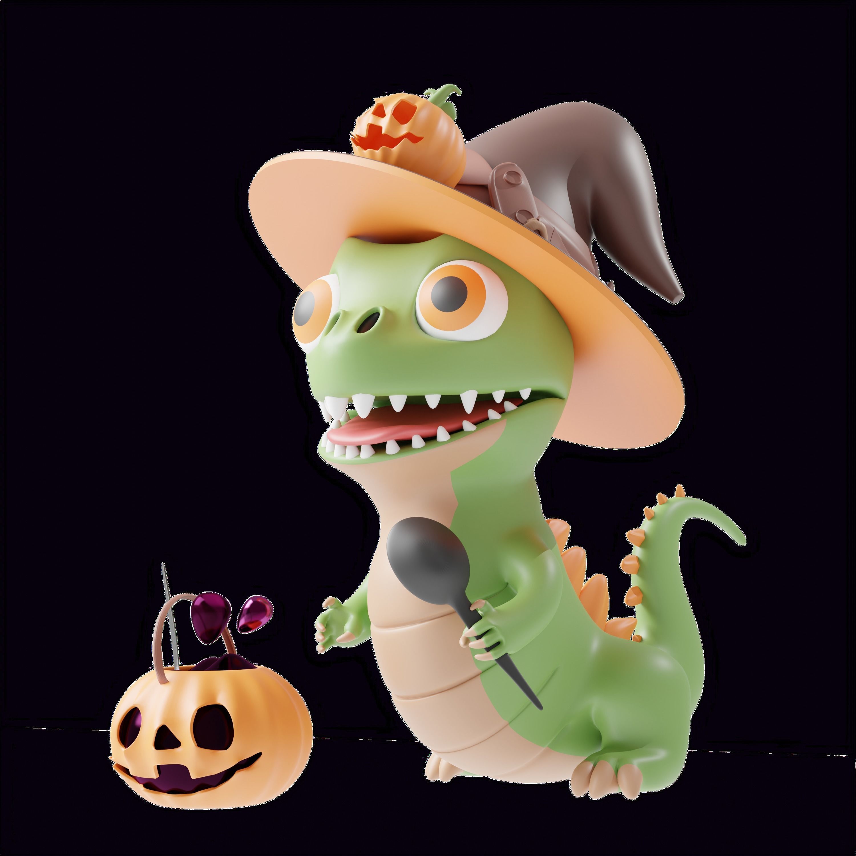 Art Toy Animal Set 2 I-P Halloween Character 3D model Low-poly 3D print model_9