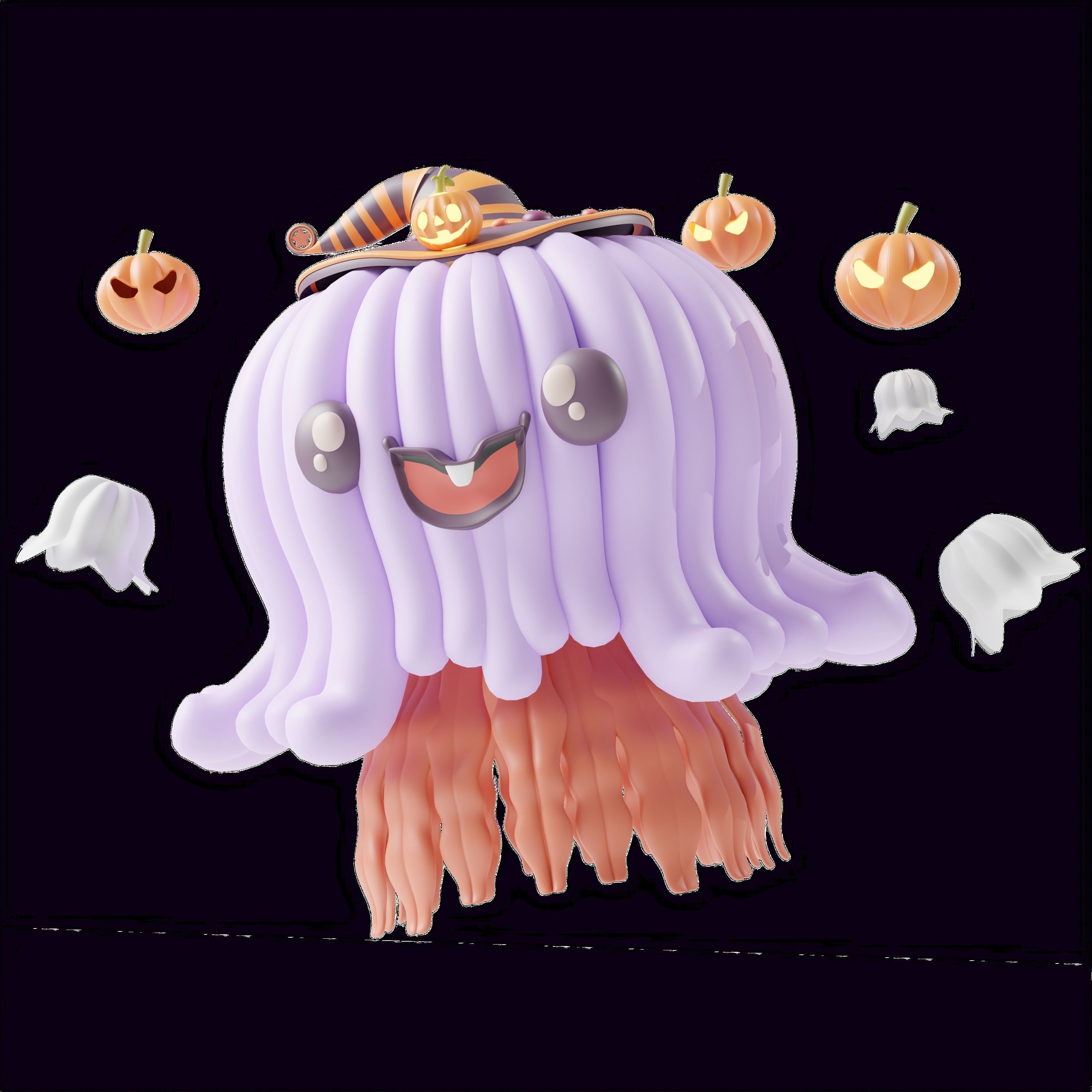 Art Toy Animal Set 2 I-P Halloween Character 3D model Low-poly 3D print model_4