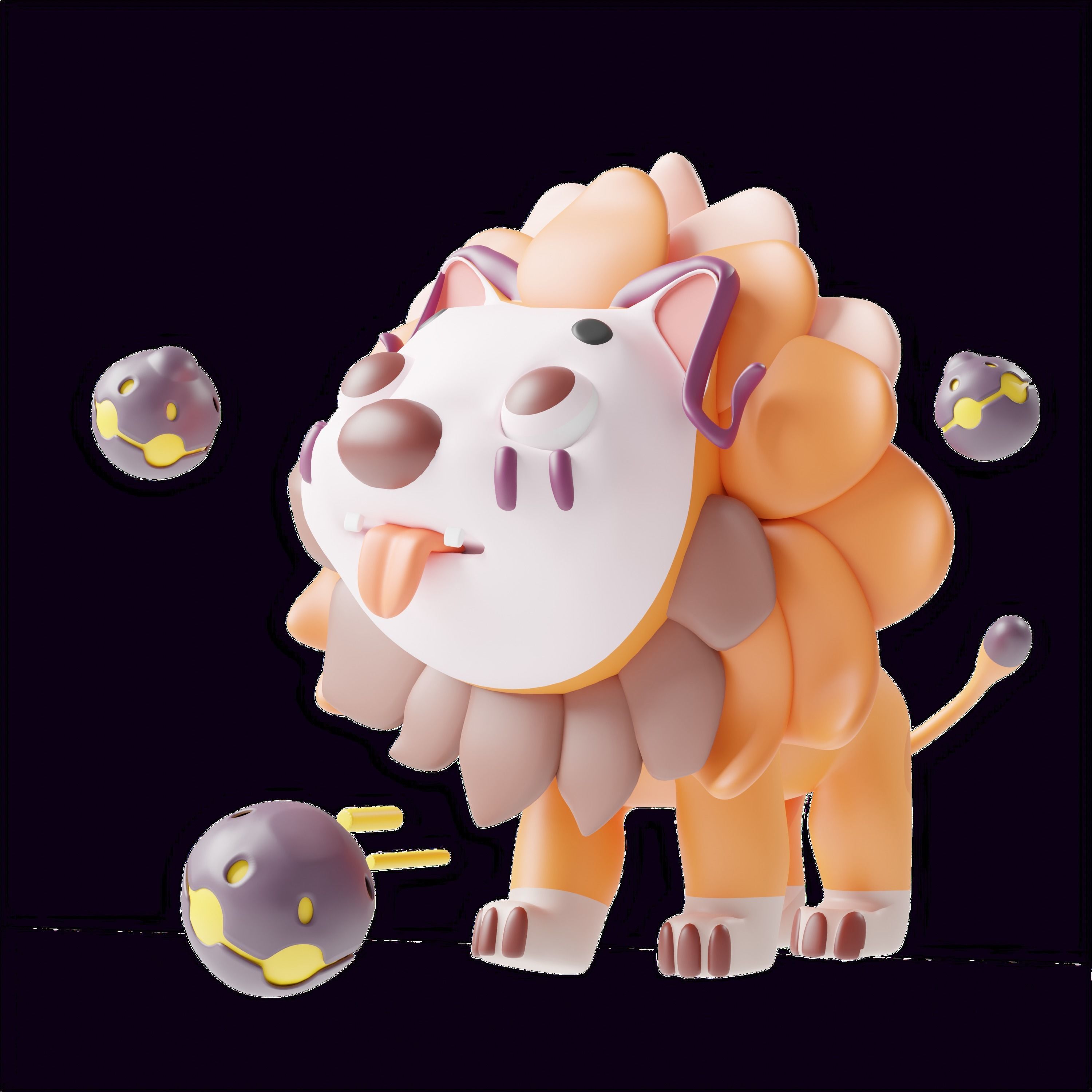 Art Toy Animal Set 2 I-P Halloween Character 3D model Low-poly 3D print model_10