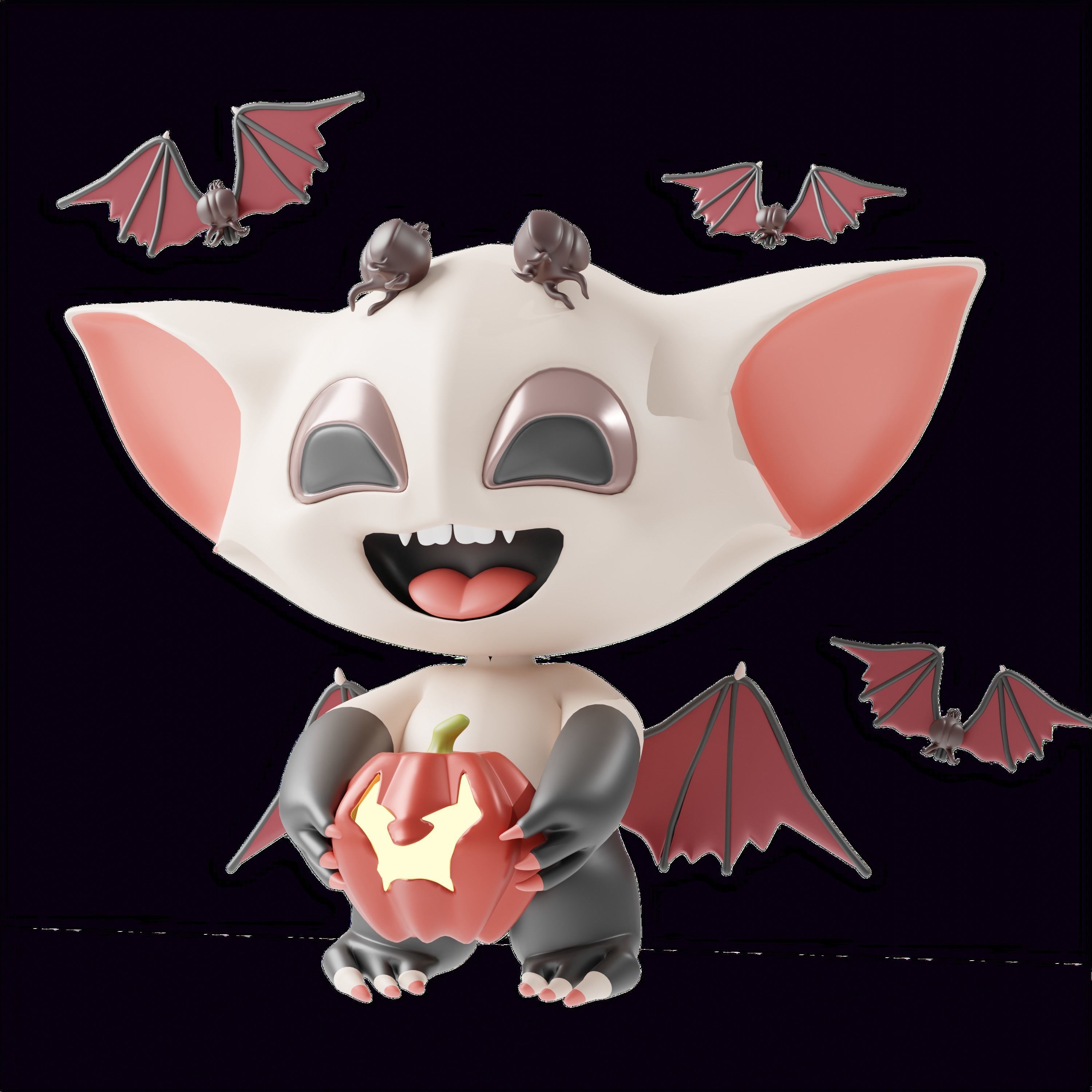 Art Toy Animal Set  3 Q-Z Halloween Character 3D model Low-poly 3D print model_8