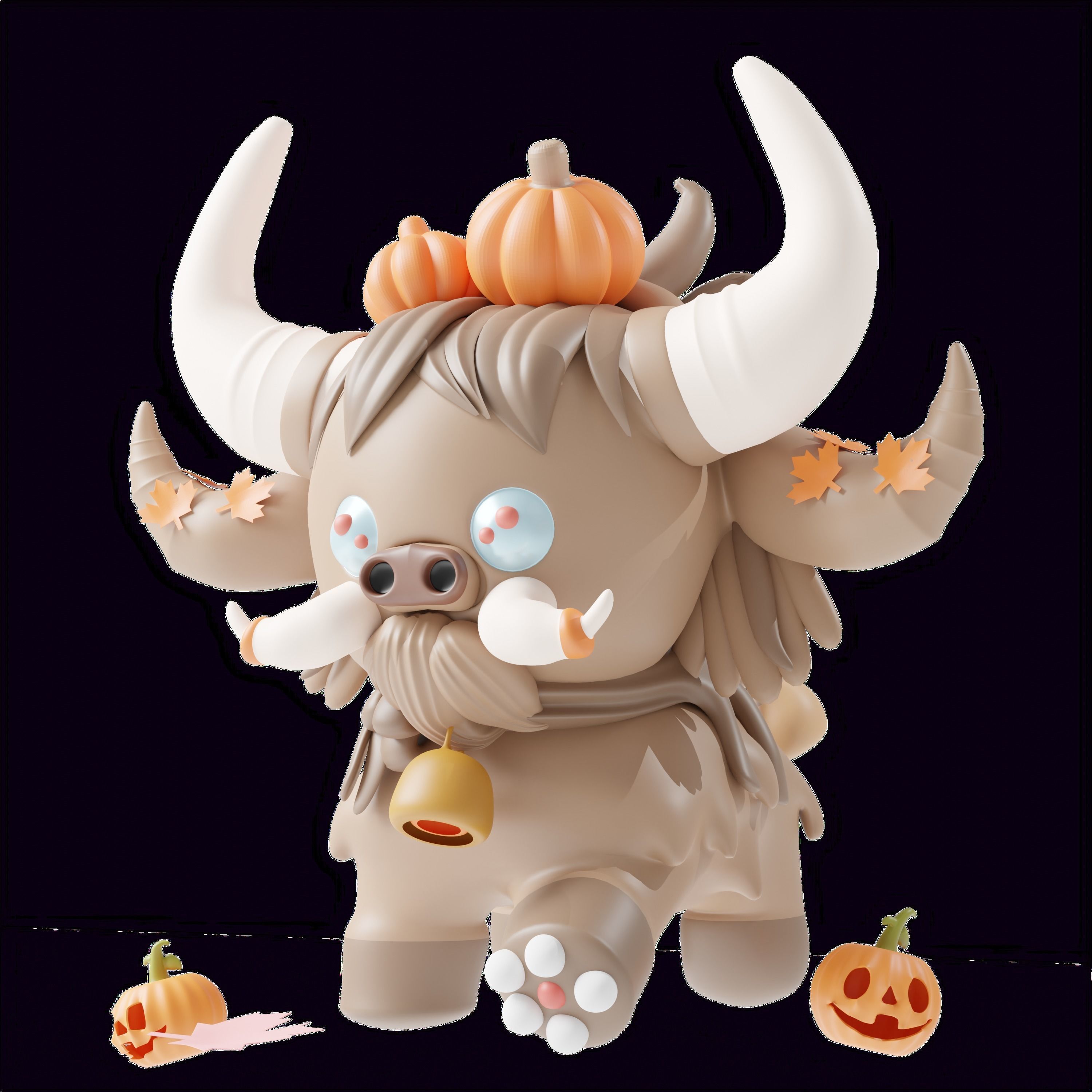 Art Toy Animal Set  3 Q-Z Halloween Character 3D model Low-poly 3D print model_11