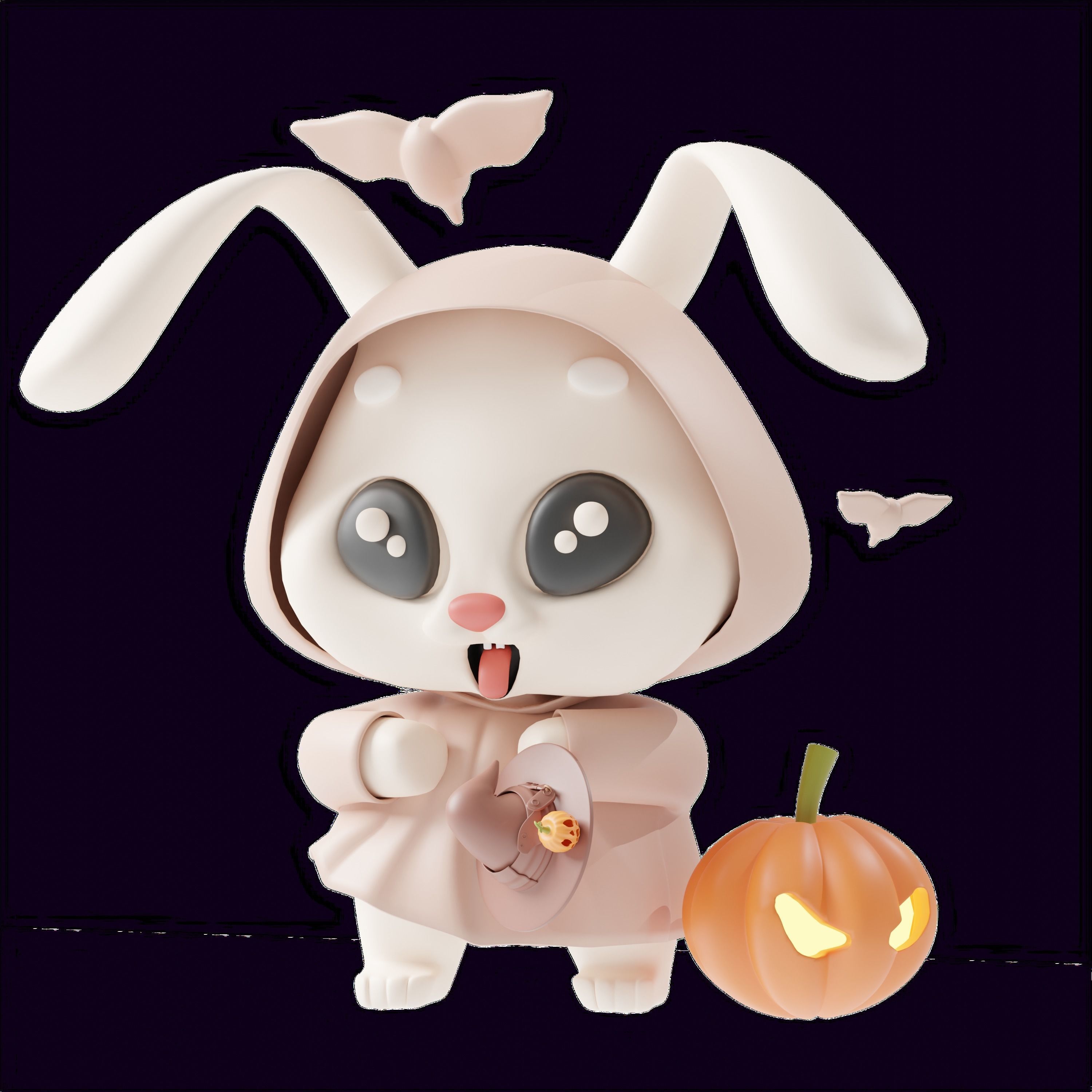 Art Toy Animal Set  3 Q-Z Halloween Character 3D model Low-poly 3D print model_4