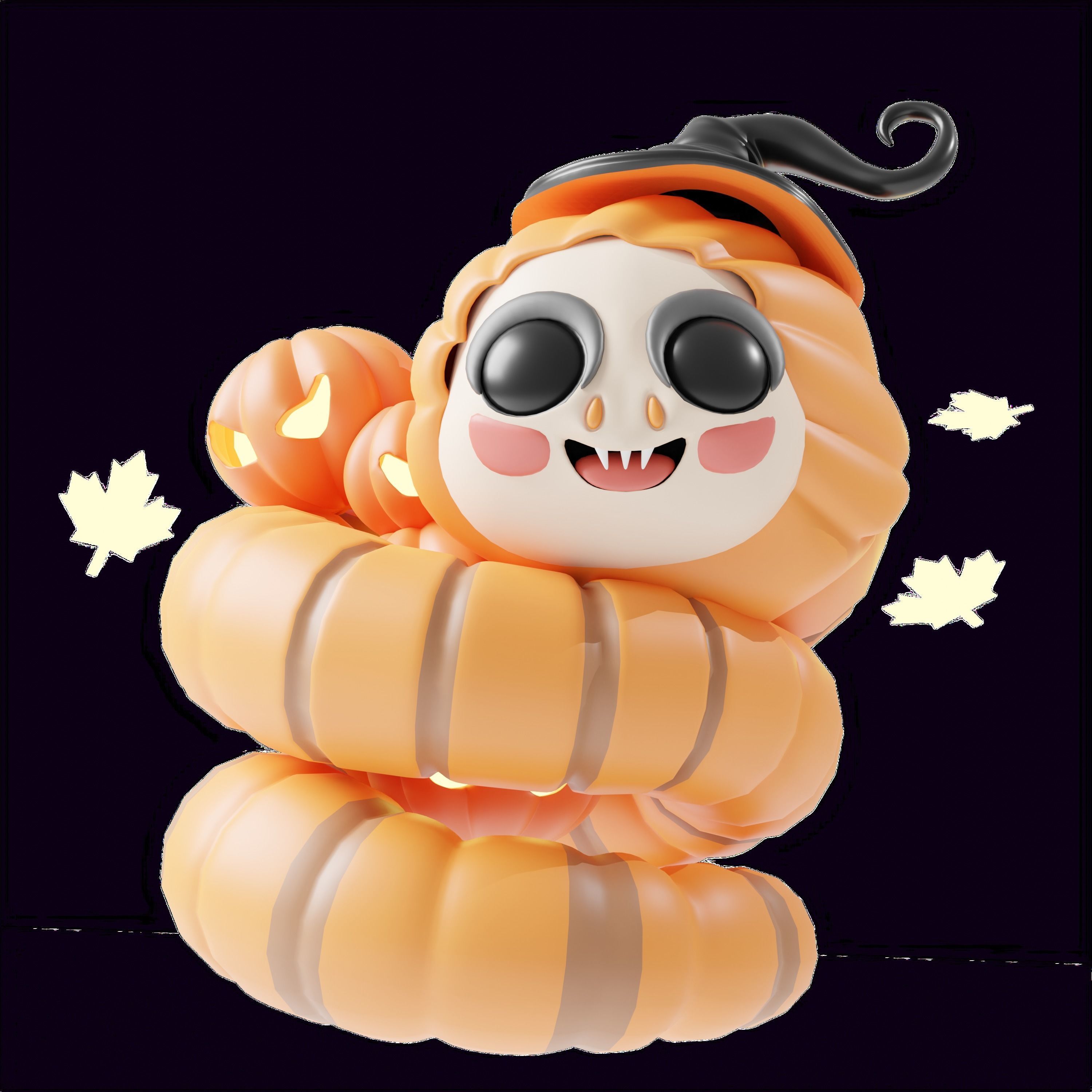 Art Toy Animal Set  3 Q-Z Halloween Character 3D model Low-poly 3D print model_9