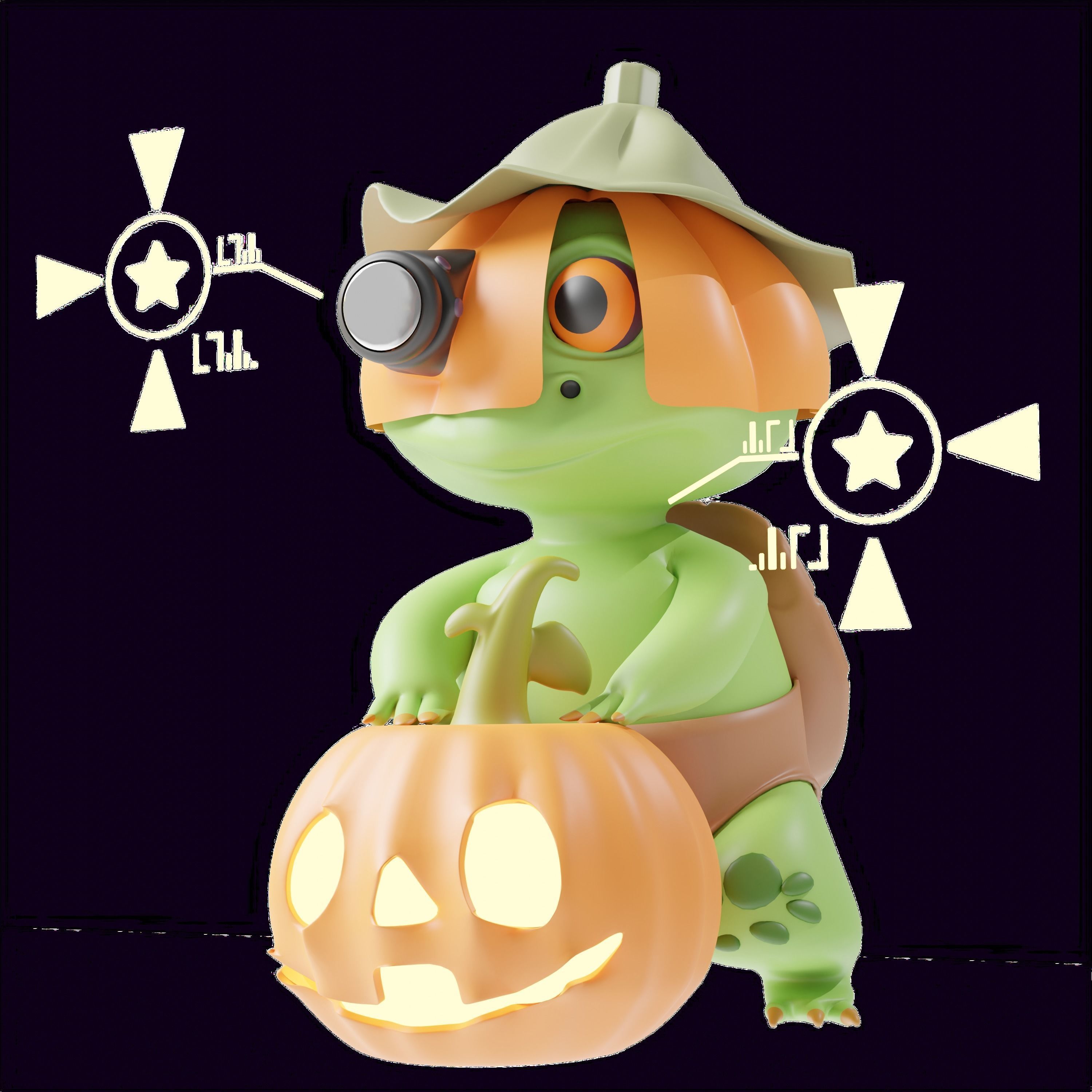 Art Toy Animal Set  3 Q-Z Halloween Character 3D model Low-poly 3D print model_6