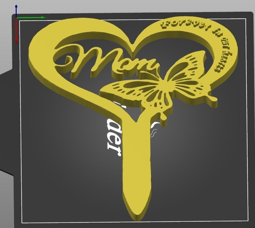 Memorial Garden Stake  forever in our  hearts multi 3D print model_6