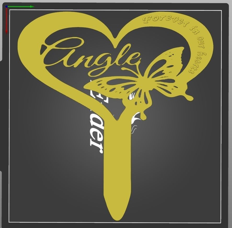 Memorial Garden Stake  forever in our  hearts multi 3D print model_7
