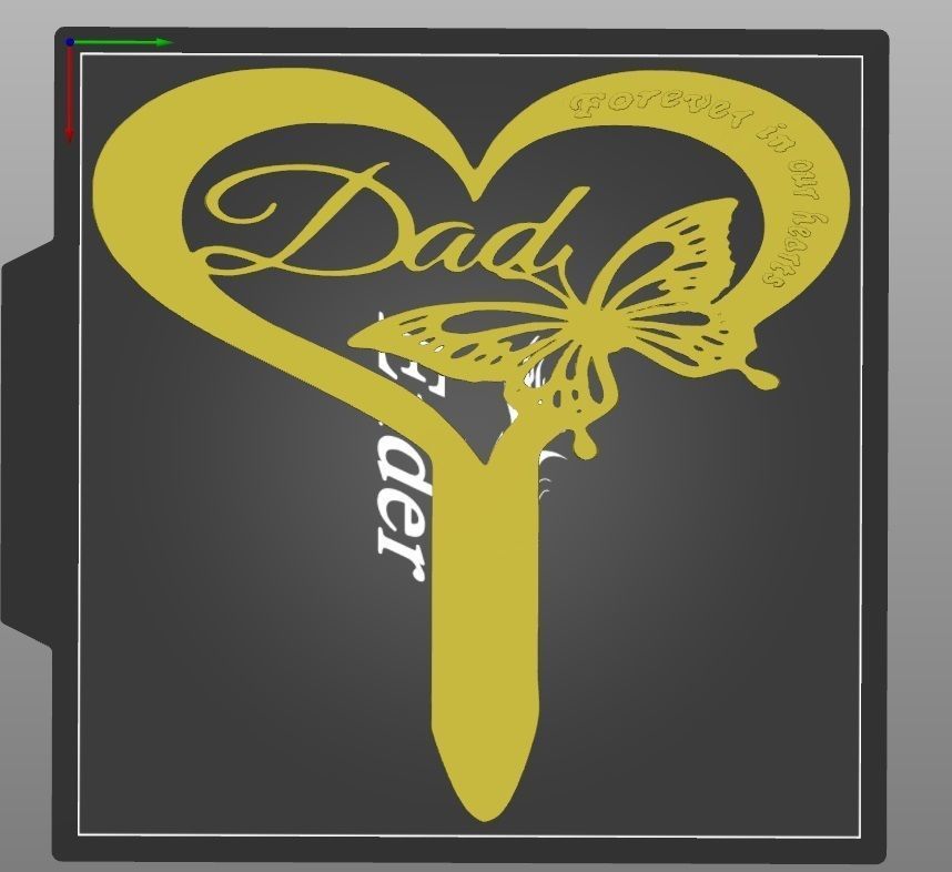 Memorial Garden Stake  forever in our  hearts multi 3D print model_3