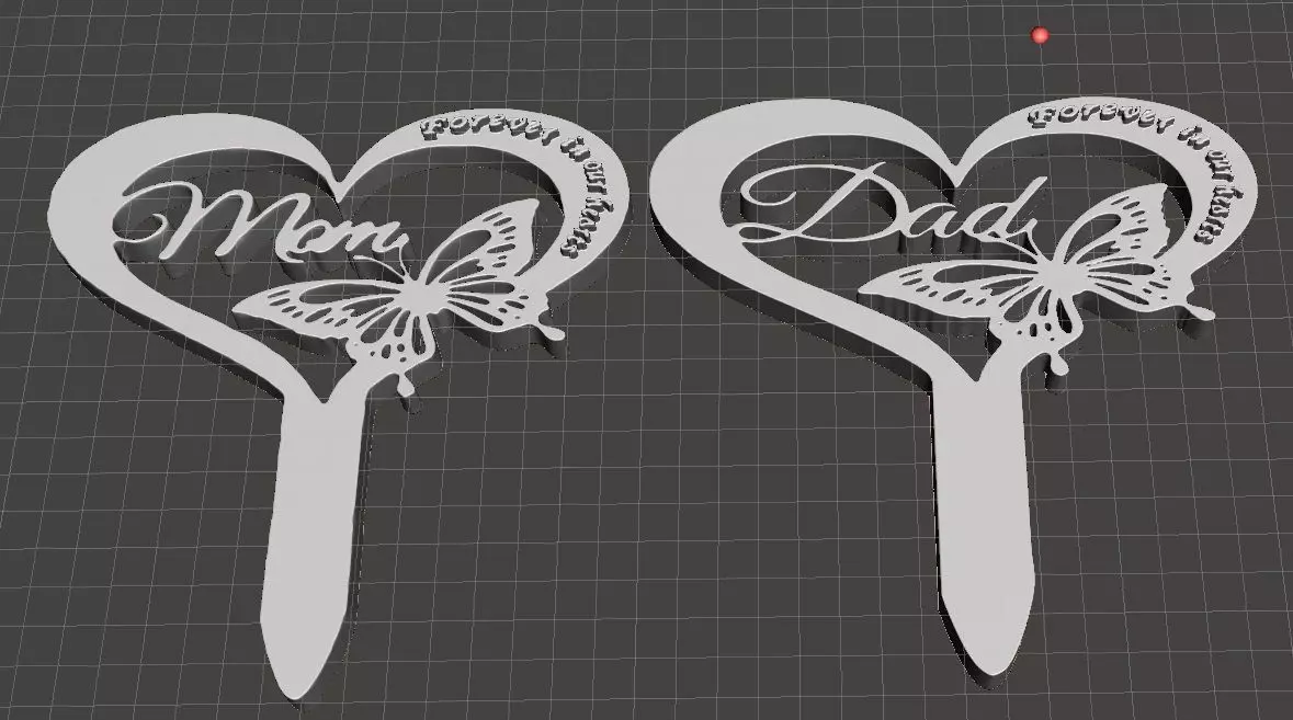 Memorial Garden Stake  forever in our  hearts multi 3D print model_0