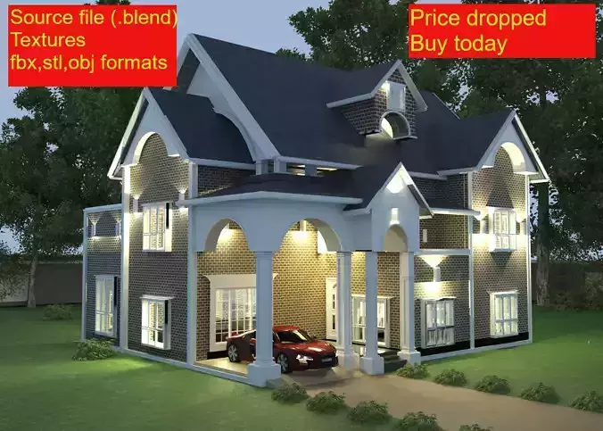 New Classic house exterior 3d model  architecture building