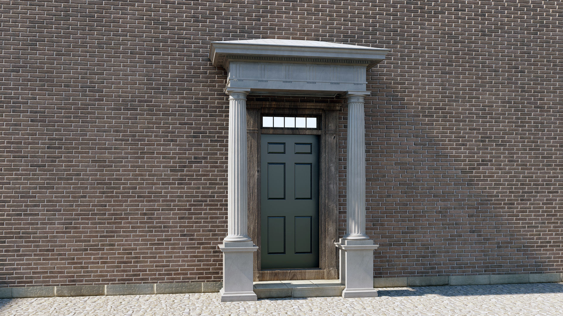 Portico Entrance Porch Door Surround with Doric Column 3D model_1