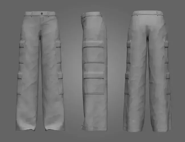 Womens Straight Fit Cargo Pant 3D Model