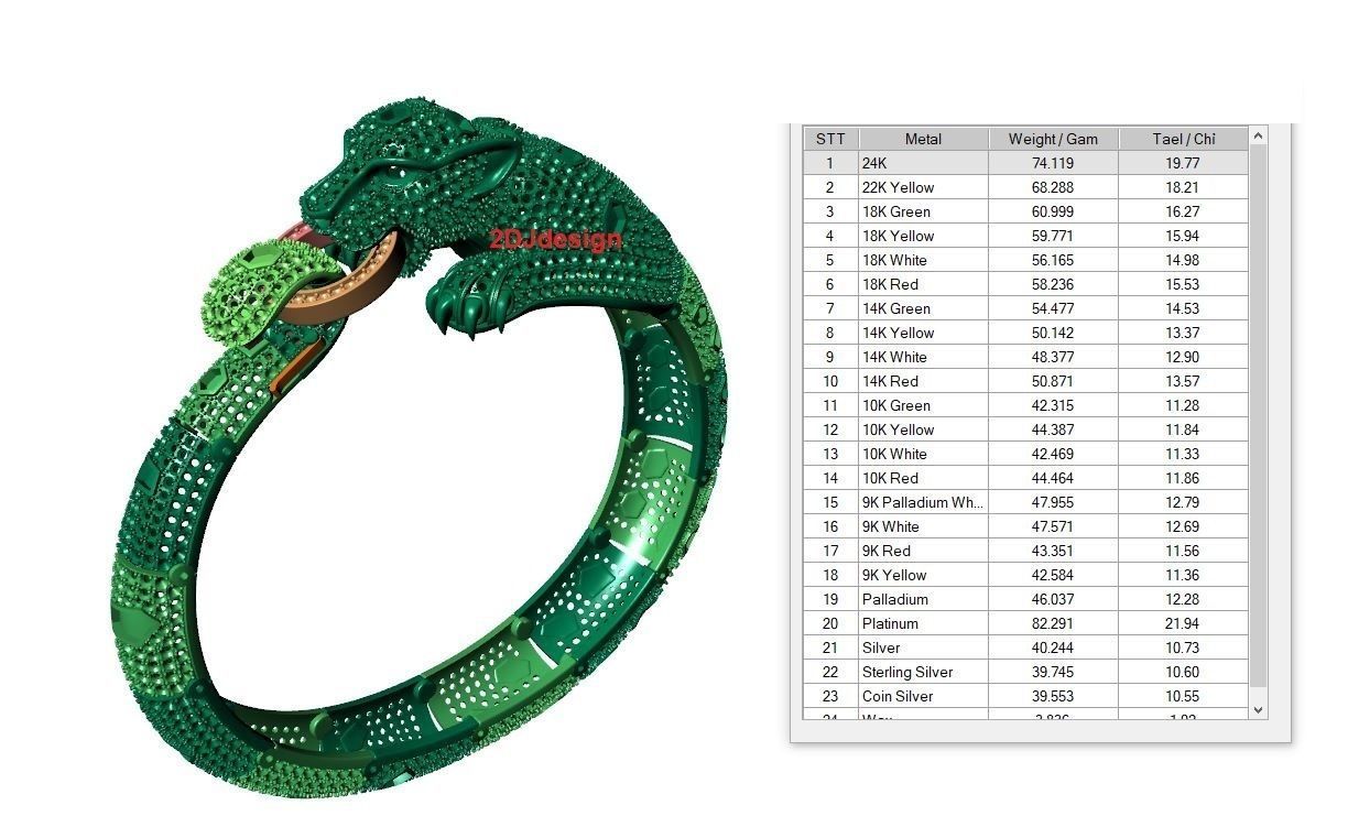 Panther Bracelets Chain full diamonds 002 3D print model_4