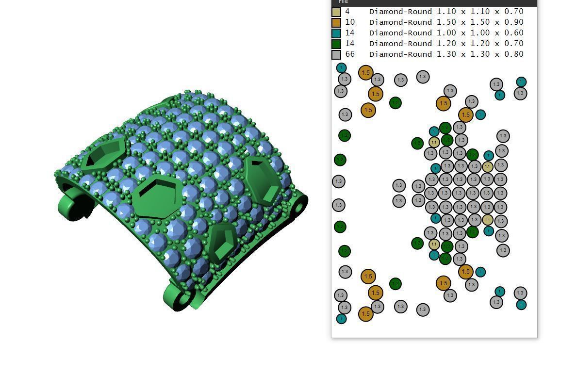 Panther Bracelets Chain full diamonds 002 3D print model_11