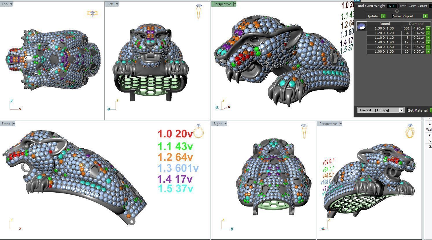 Panther Bracelets Chain full diamonds 002 3D print model_12