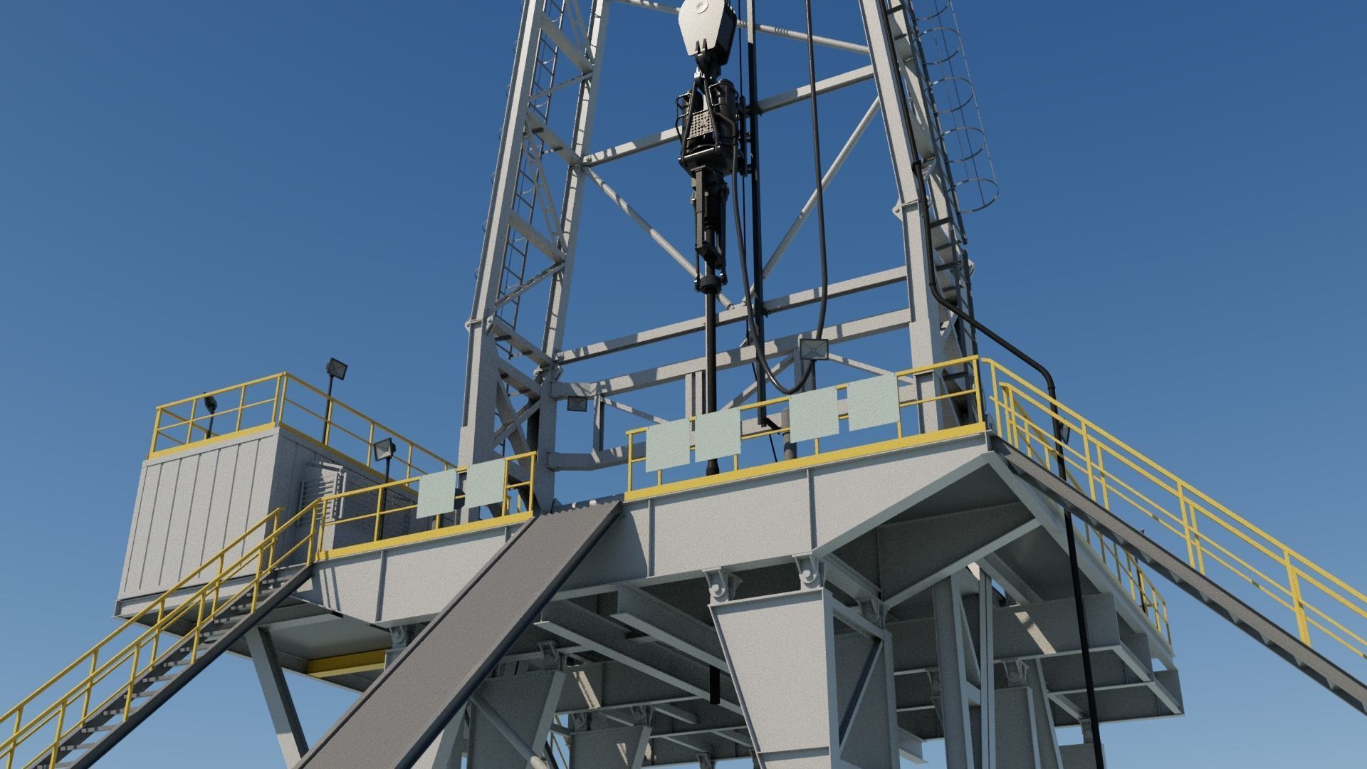 Drilling platform Low-poly 3D model_8