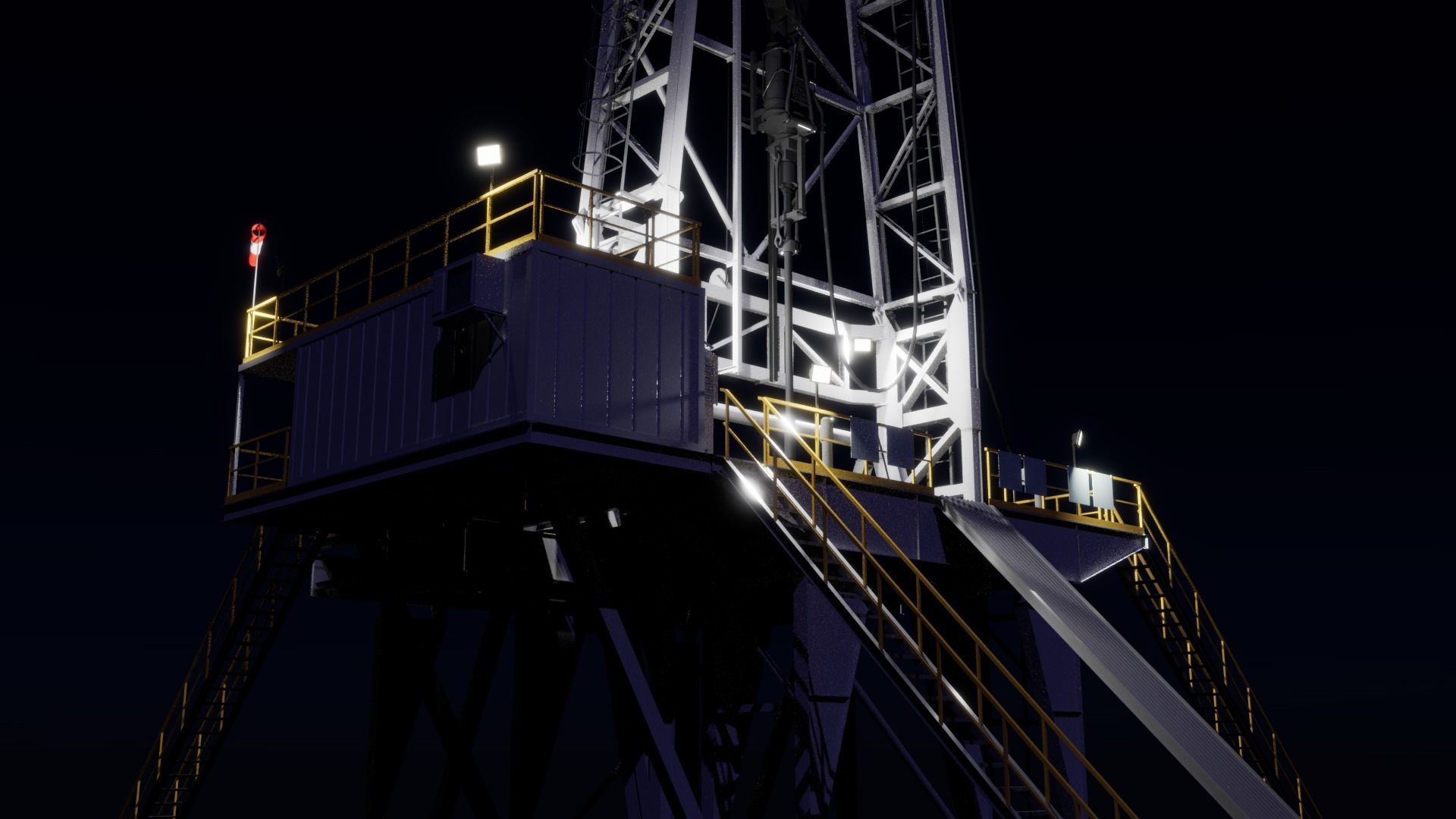 Drilling platform Low-poly 3D model_10