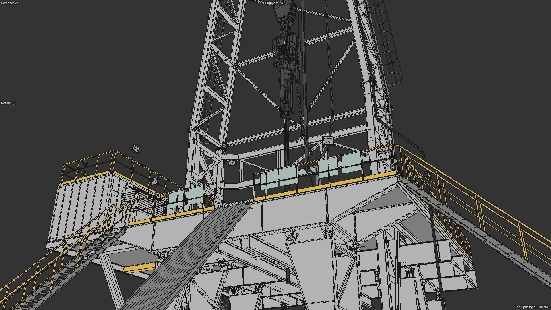 Drilling platform Low-poly 3D model_16