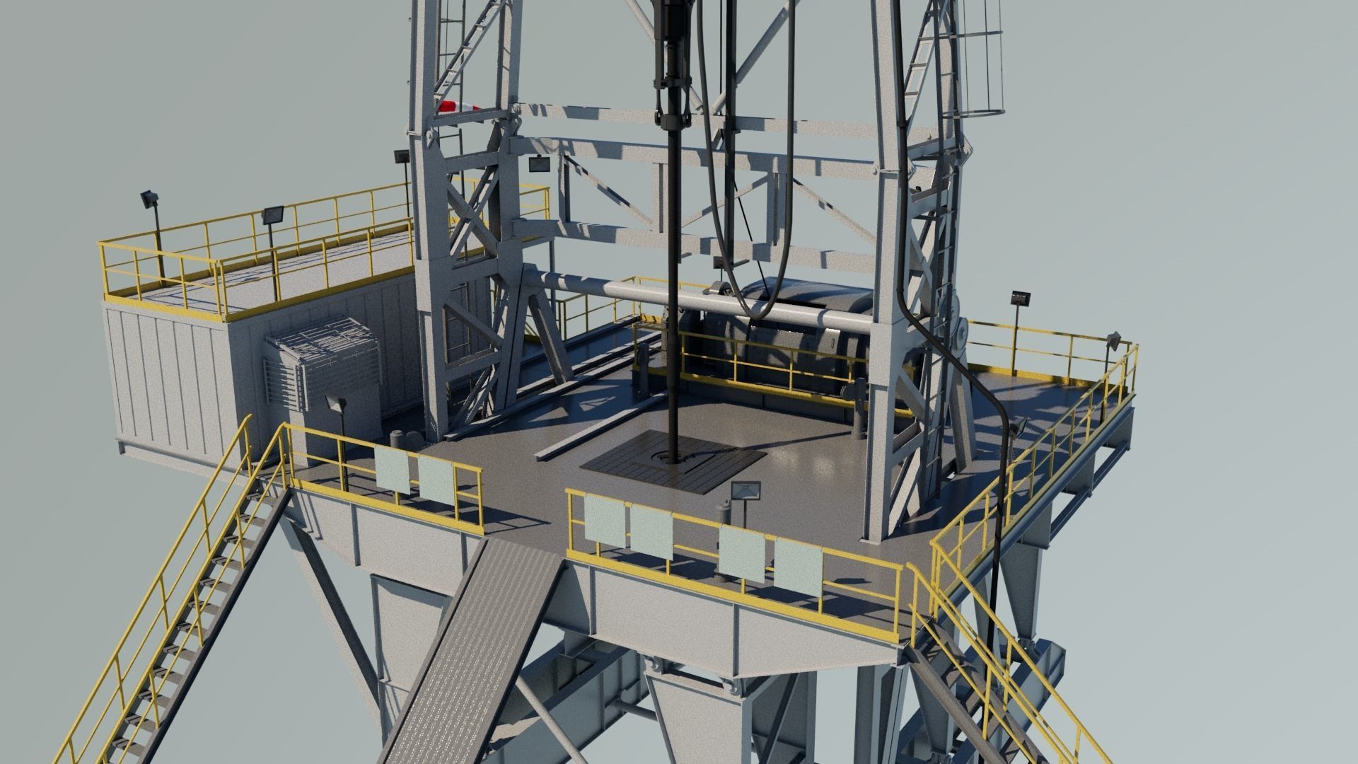 Drilling platform Low-poly 3D model_5