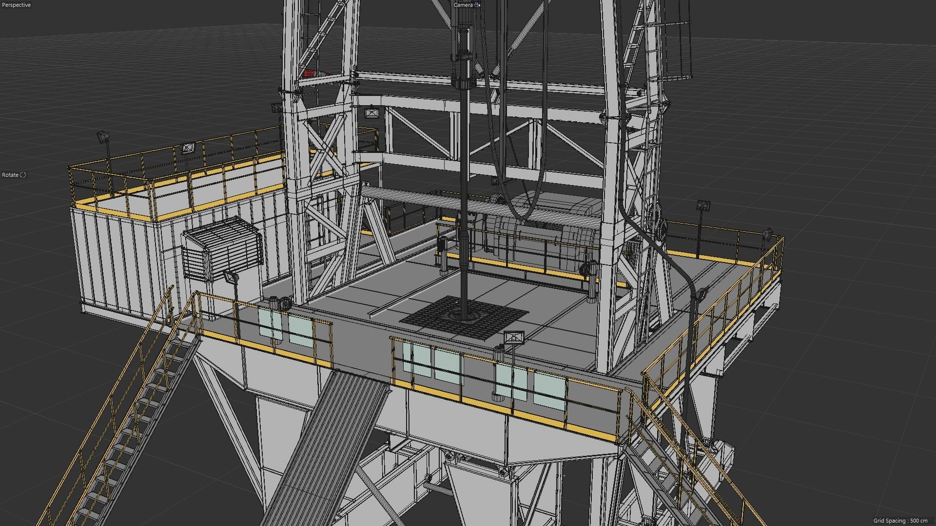 Drilling platform Low-poly 3D model_18
