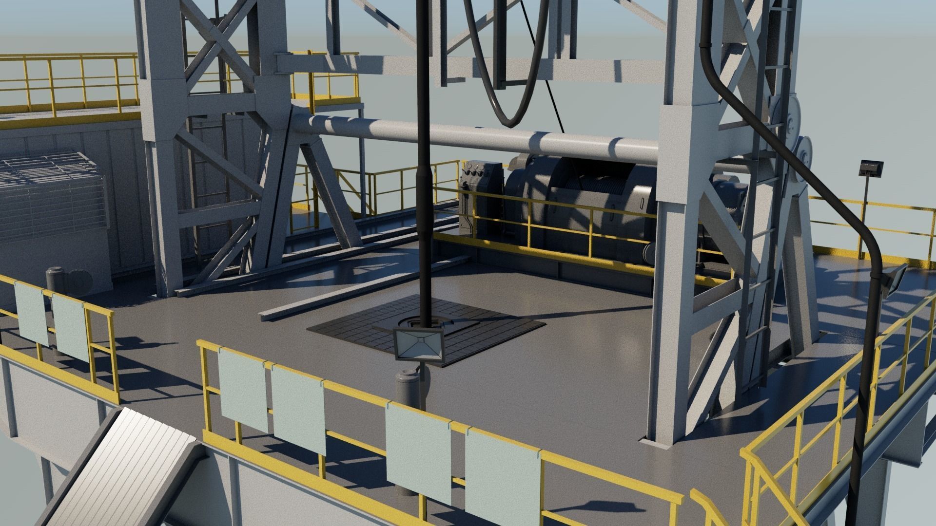 Drilling platform Low-poly 3D model_3