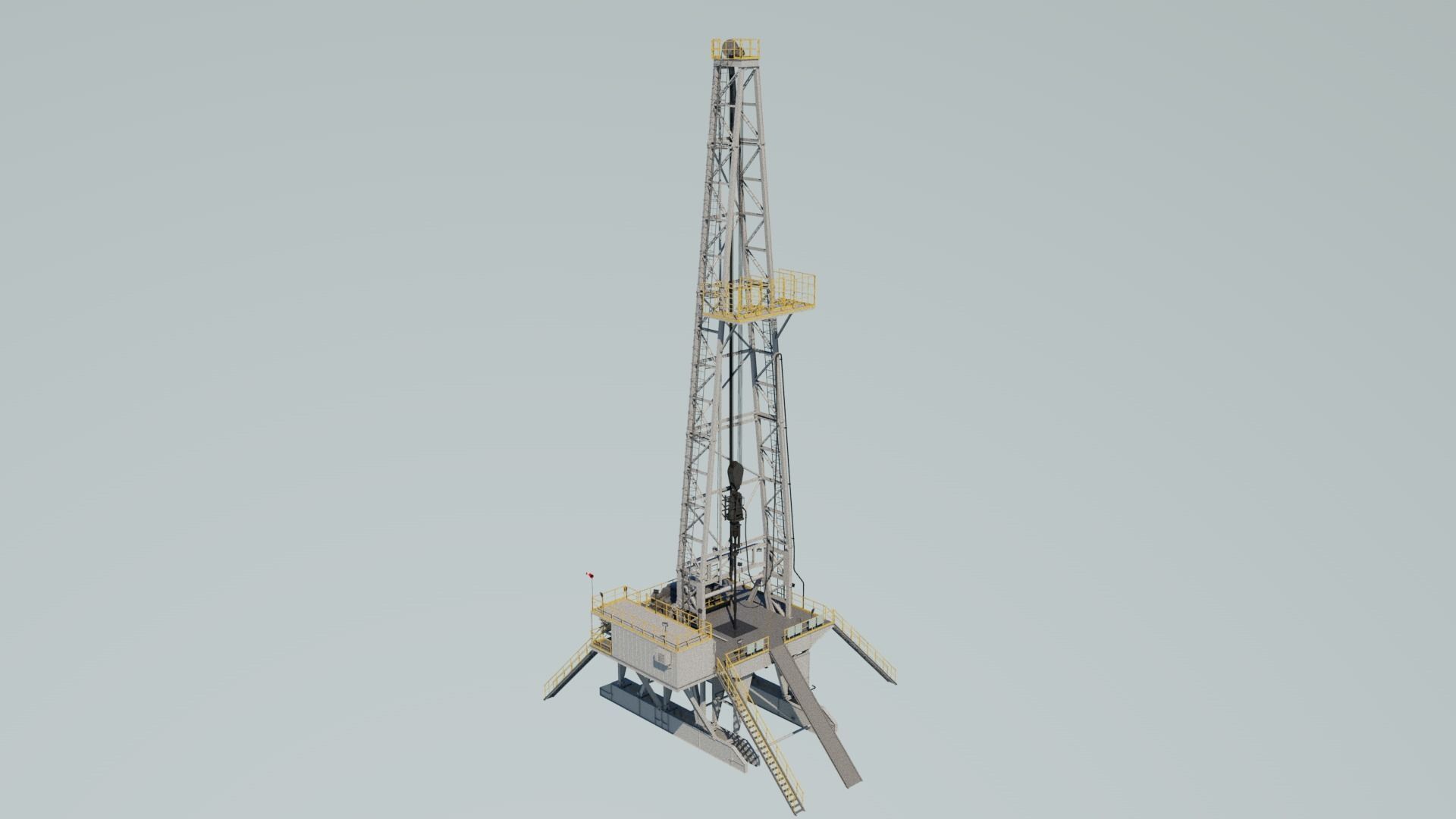 Drilling platform Low-poly 3D model_1