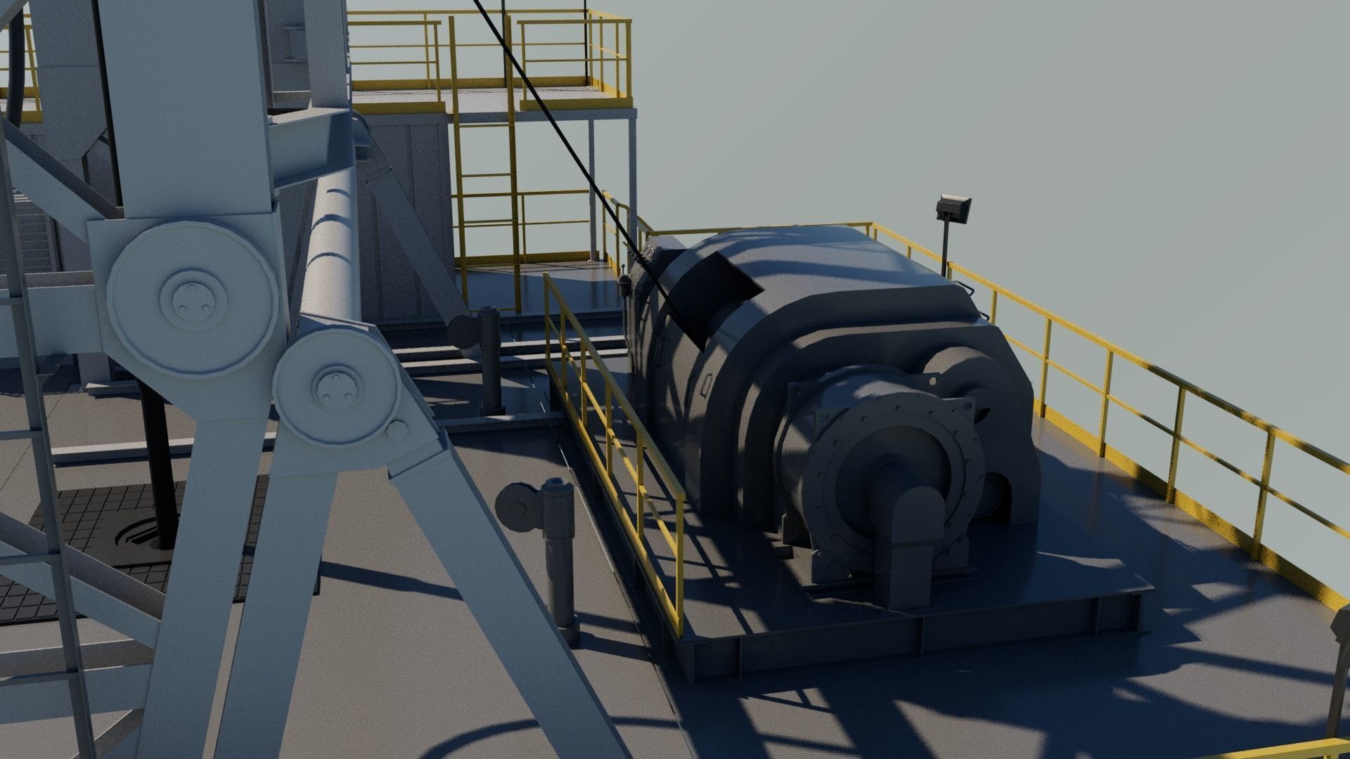 Drilling platform Low-poly 3D model_9