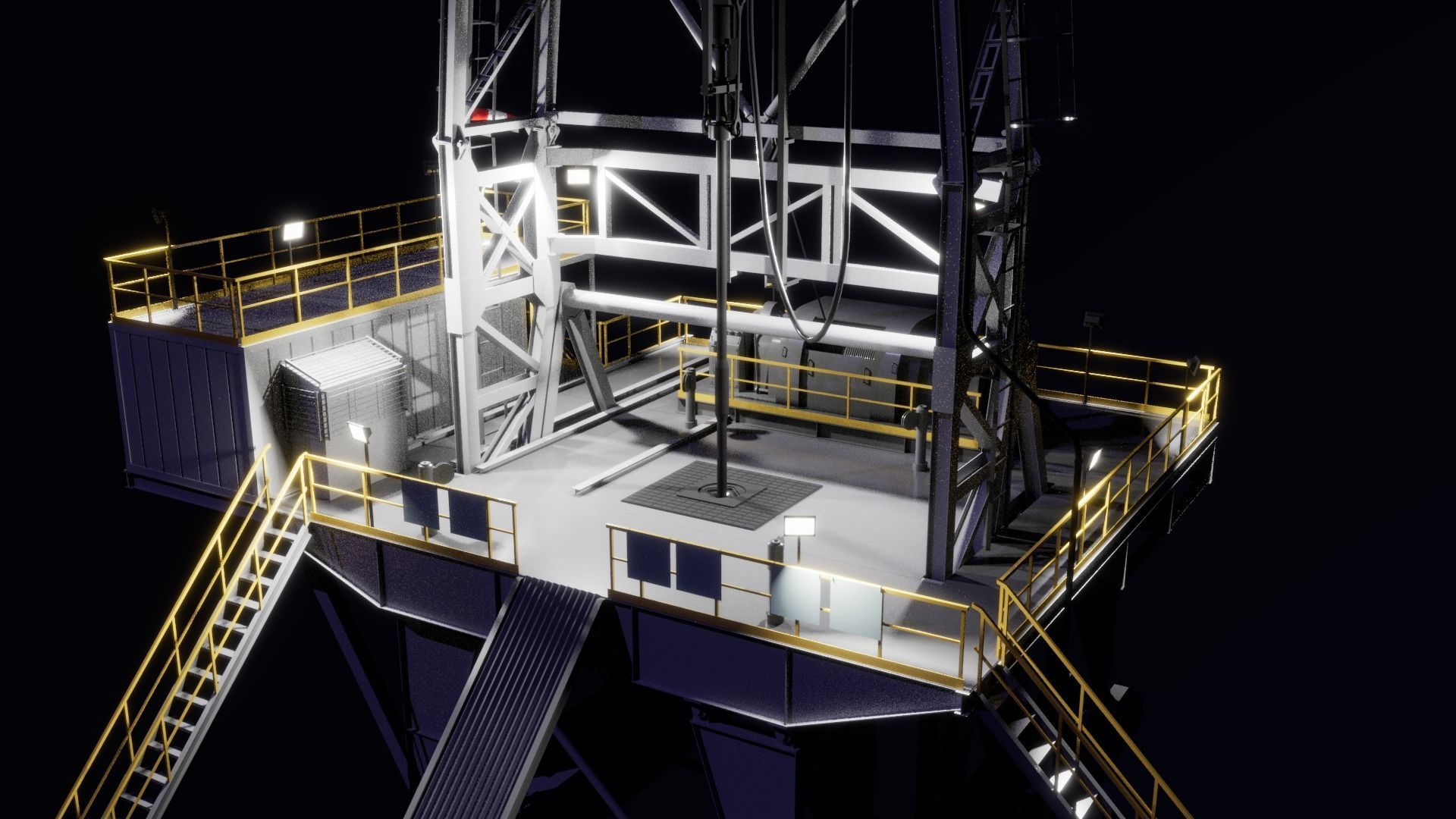 Drilling platform Low-poly 3D model_13