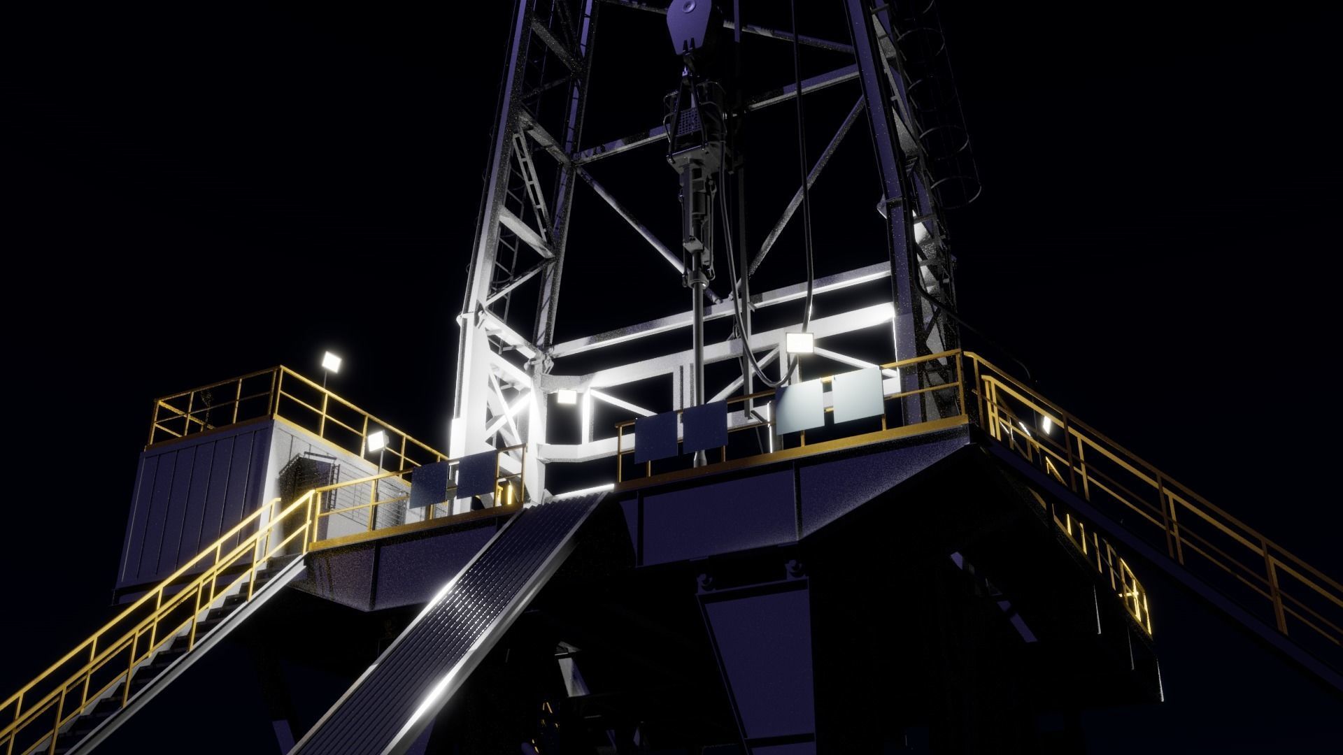 Drilling platform Low-poly 3D model_14