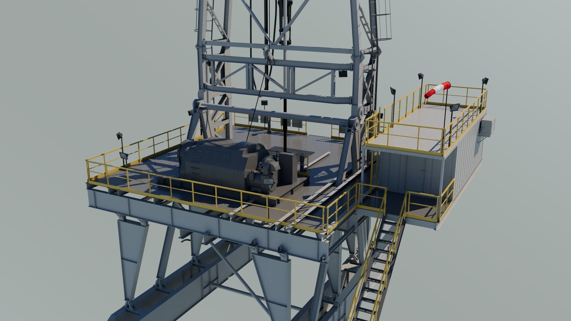 Drilling platform Low-poly 3D model_4