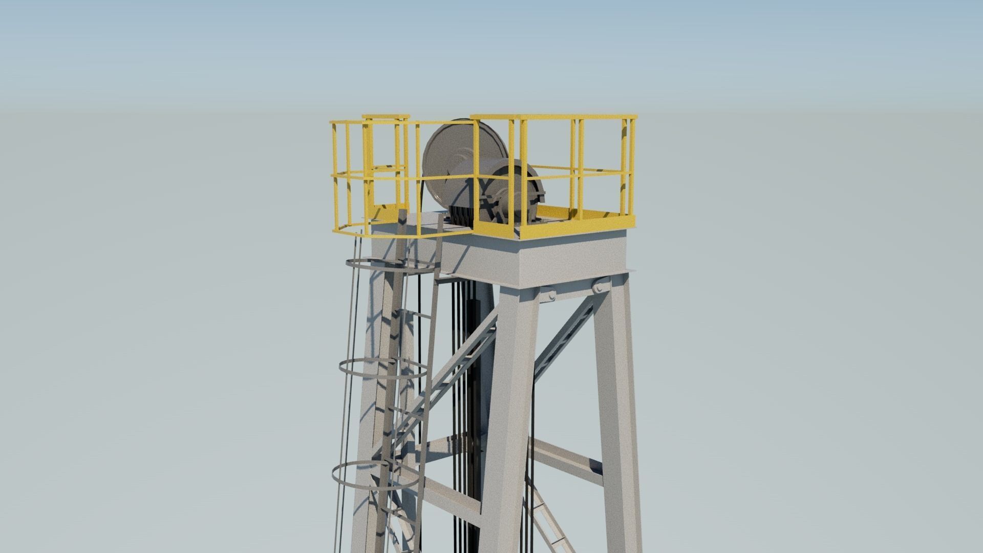 Drilling platform Low-poly 3D model_6