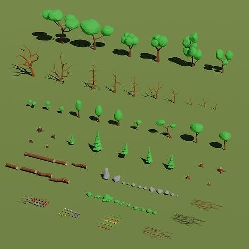 3D model Low-Poly Nature Pack VR / AR / low-poly | CGTrader