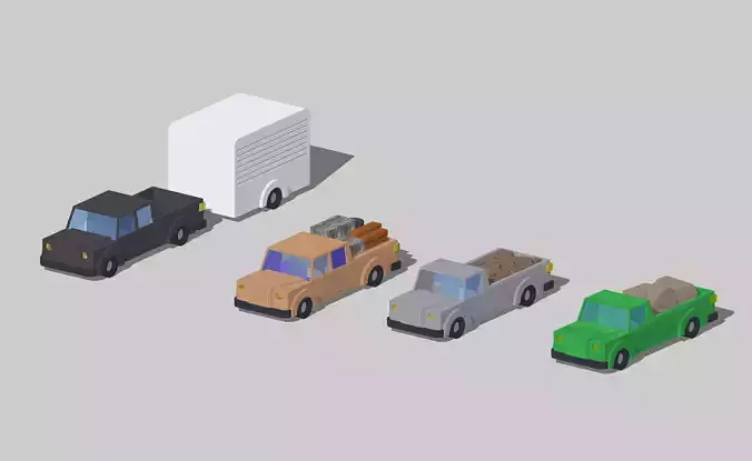 Pickup Truck Set with Trailer by Outland Models