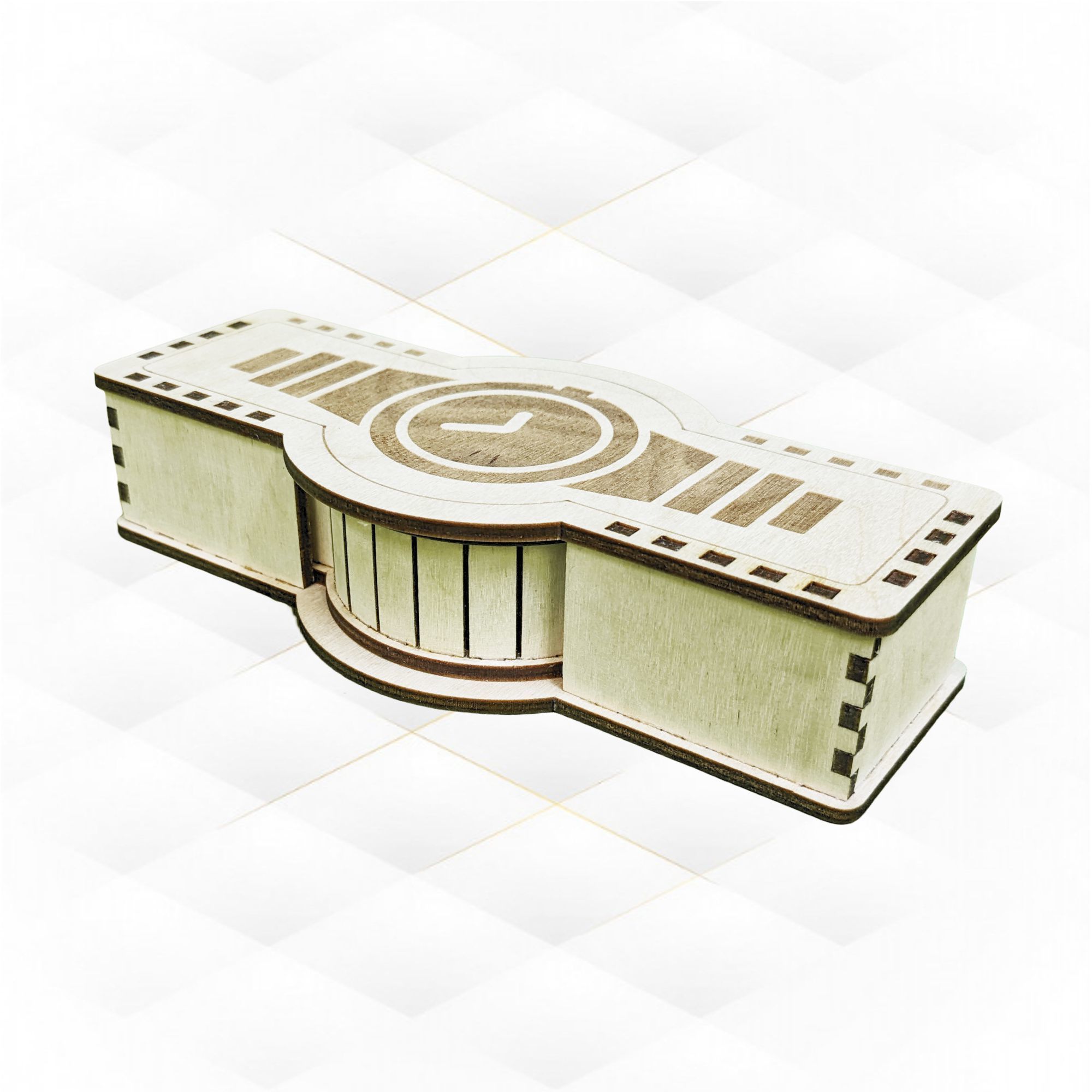 Gift box case for watch laser cut design 3D print model_1