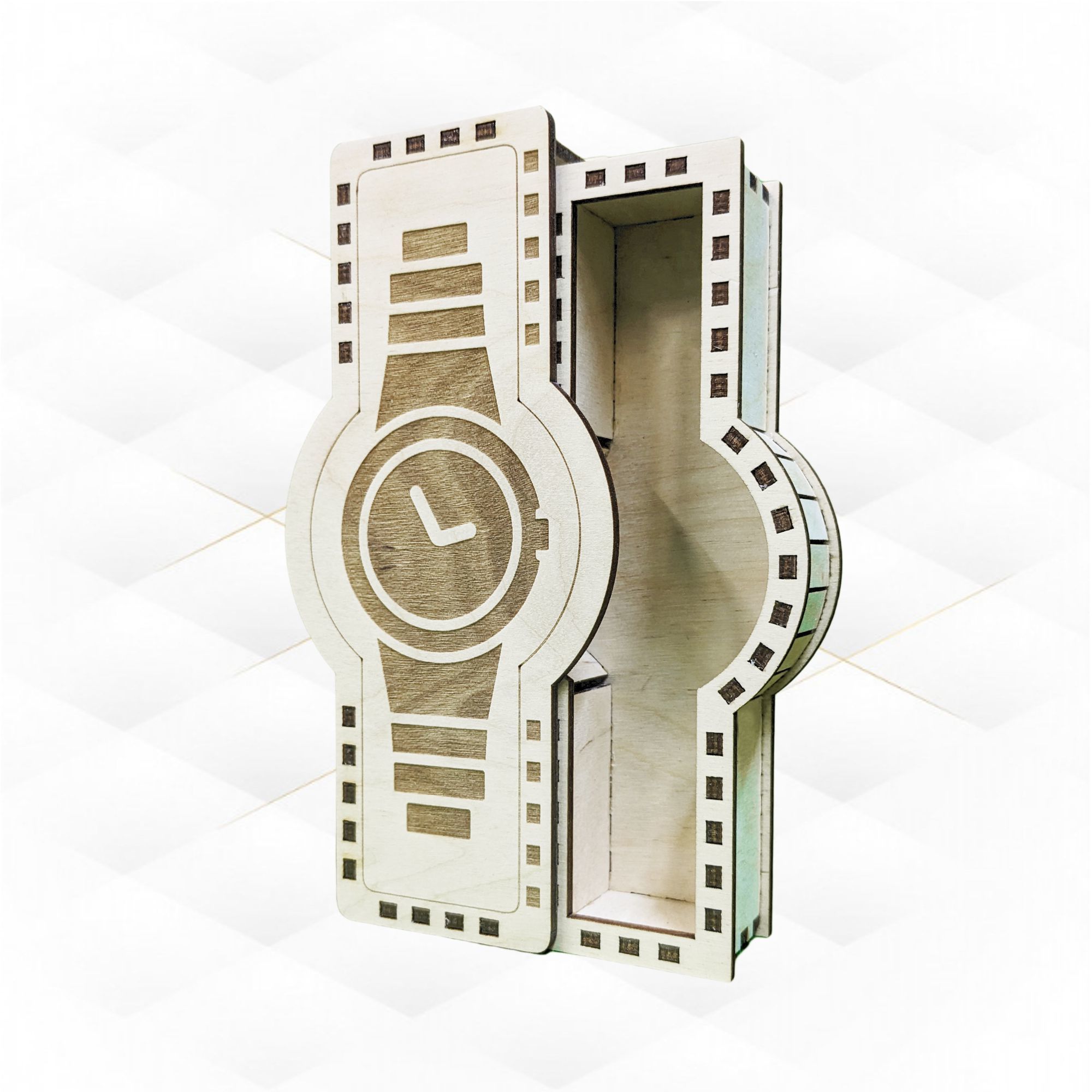 Gift box case for watch laser cut design 3D print model_2