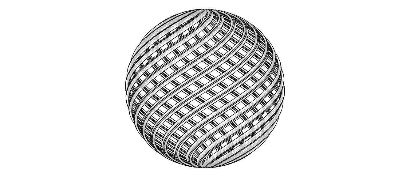 Wireframe Shape Geometric Twisted Sphere 3D print model_23