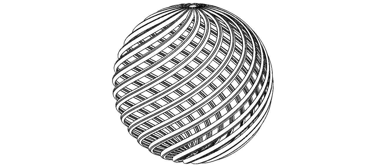 Wireframe Shape Geometric Twisted Sphere 3D print model_2