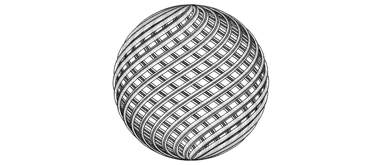 Wireframe Shape Geometric Twisted Sphere 3D print model_39