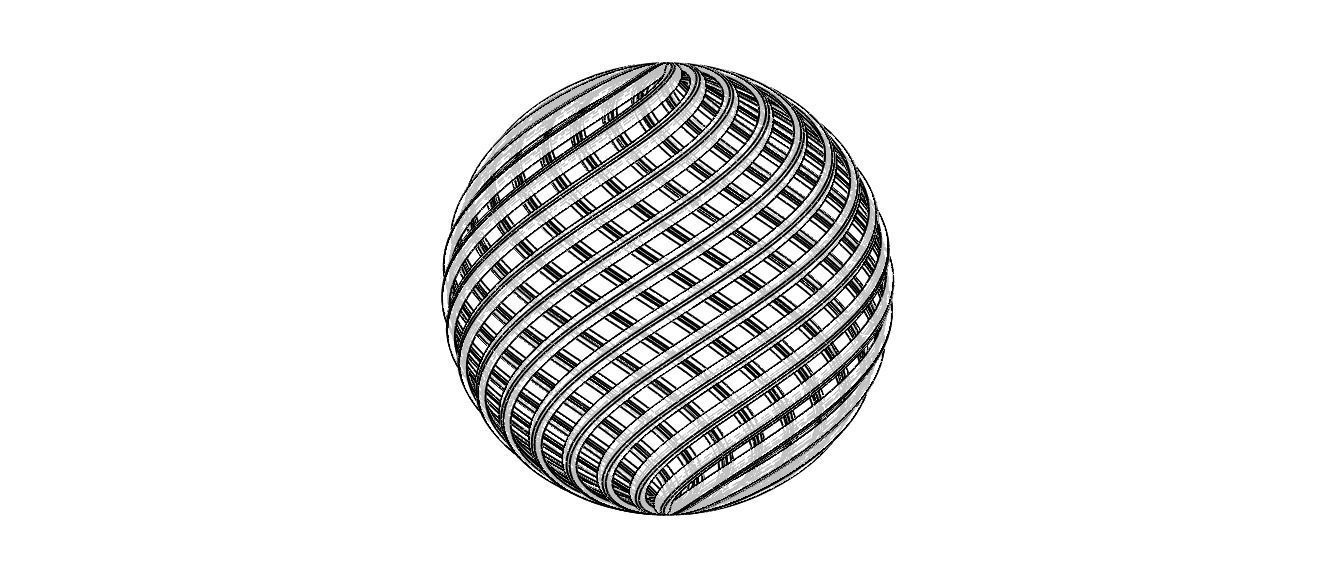 Wireframe Shape Geometric Twisted Sphere 3D print model_35