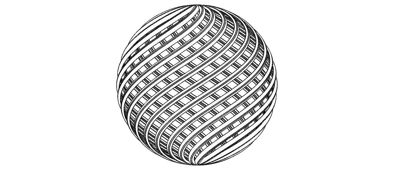 Wireframe Shape Geometric Twisted Sphere 3D print model_38