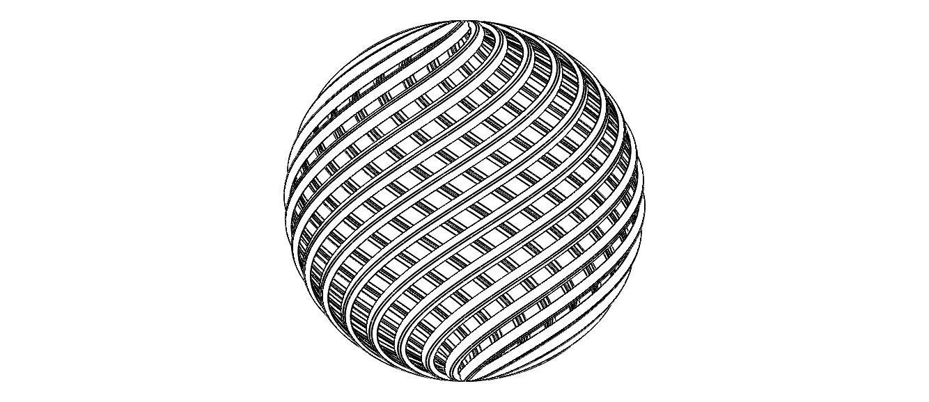 Wireframe Shape Geometric Twisted Sphere 3D print model_22
