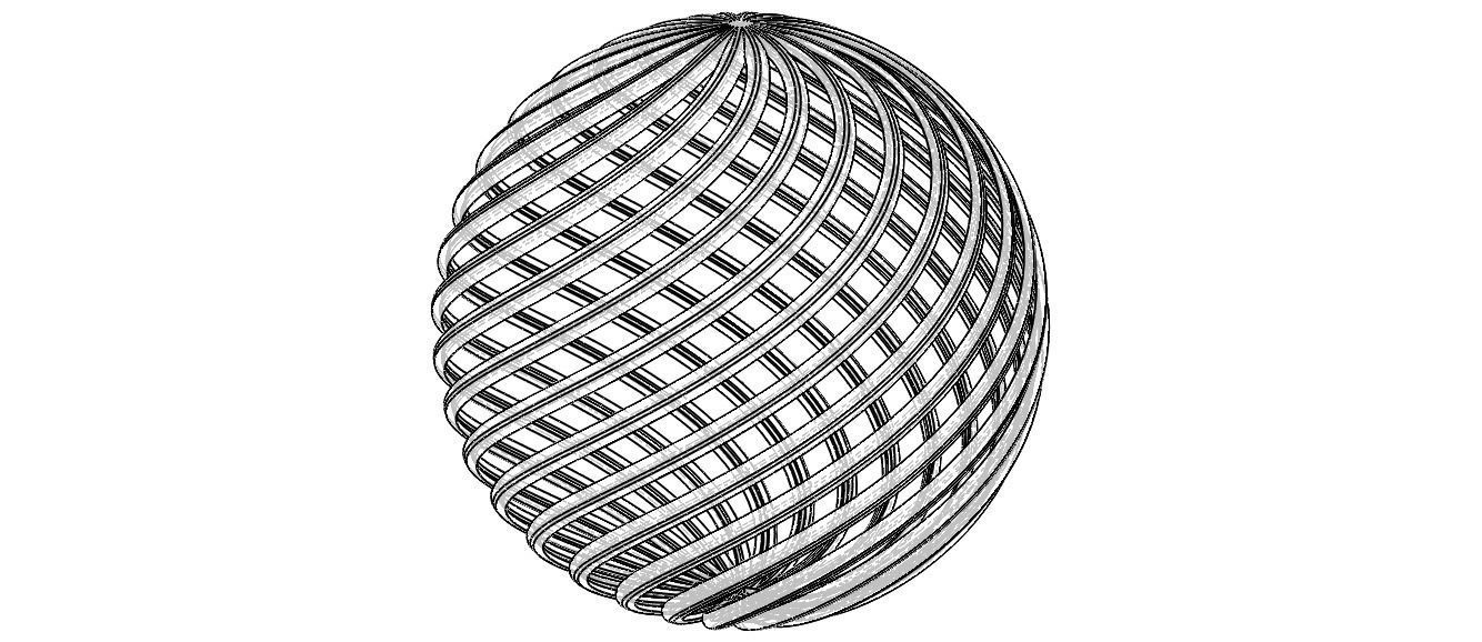 Wireframe Shape Geometric Twisted Sphere 3D print model_3