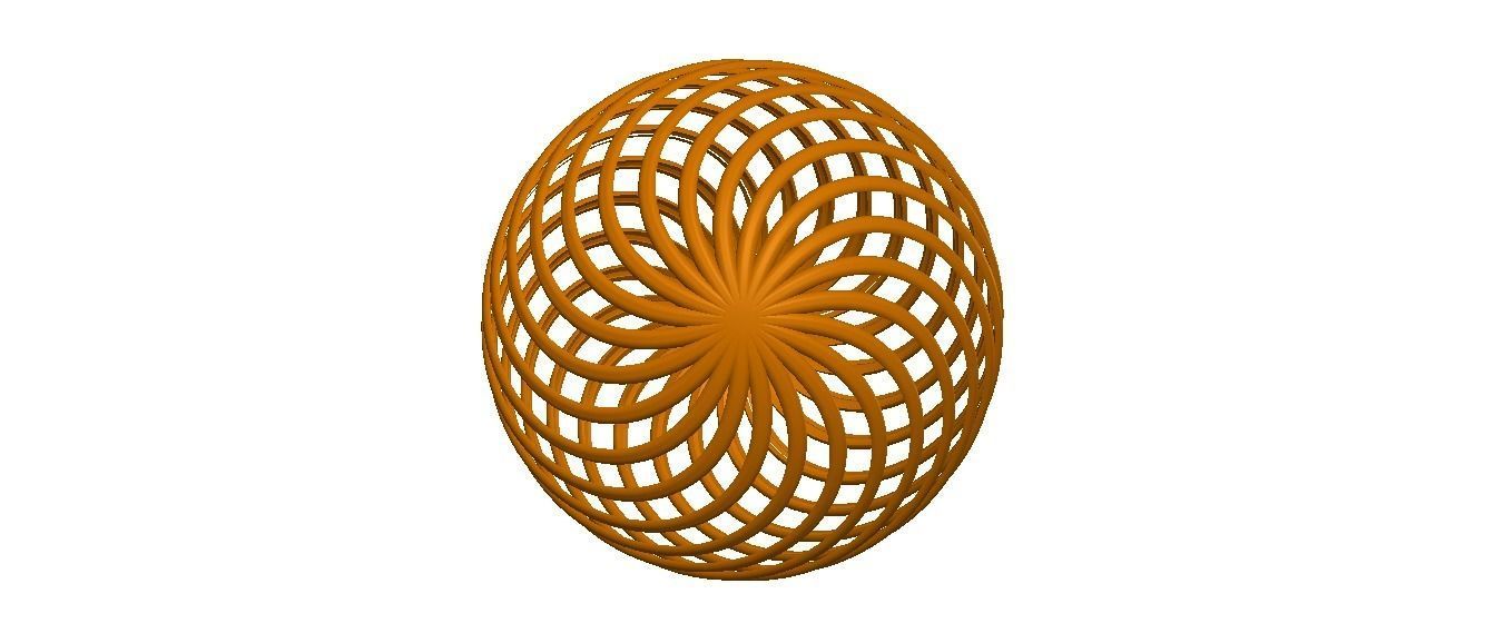 Wireframe Shape Geometric Twisted Sphere 3D print model_33