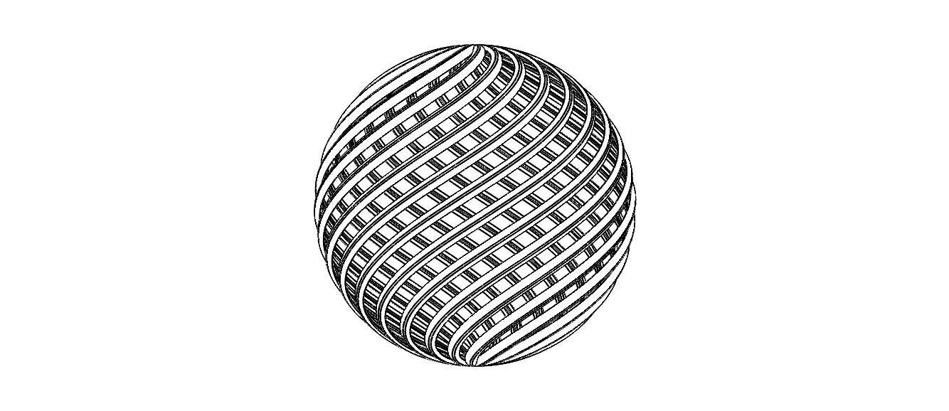 Wireframe Shape Geometric Twisted Sphere 3D print model_34