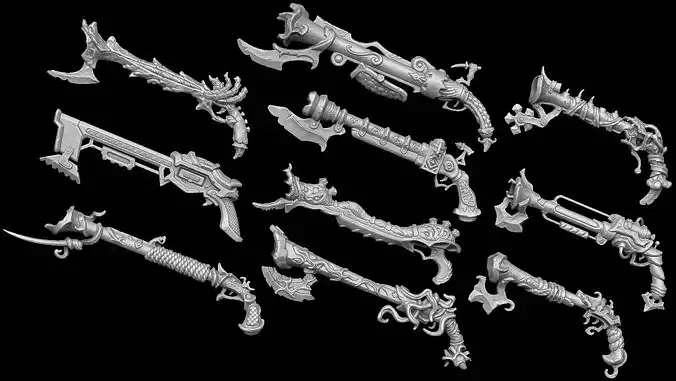 Fantasy muskets collection 3d print 3D print model