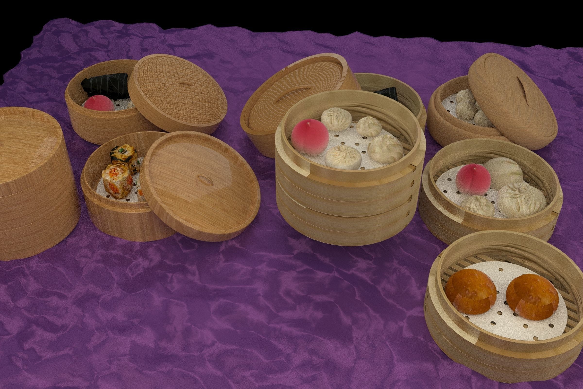 chinese dim-sum bamboo steamer  3D model_4